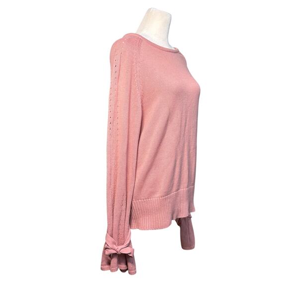 Sundance Aryka Sweater Women Medium Bell Sleeve Supima Wool Boho Feminine Bows - Picture 8 of 10